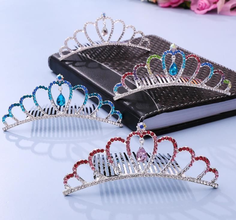 Tiara Children Princess Rhinestone Crown Comb Hair Accessories