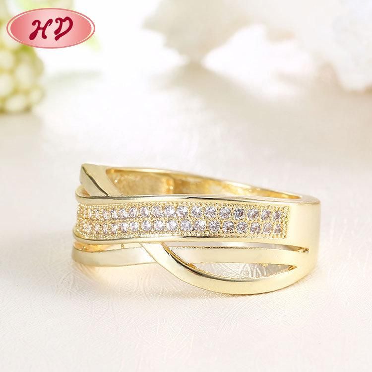 Latest Women Jewelry Unique Designs 18K Gold Filled Zircon Finger Ring