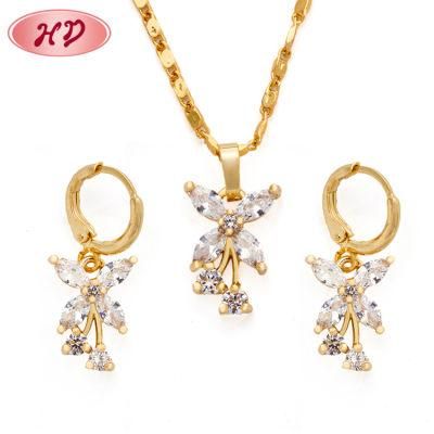 Dubai 18K Gold Plated Jewelry Sets with Huggies Earrings and Pendant Necklace