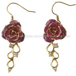 Fashion Crafts-24k Gold Rose Earrings (EH019)