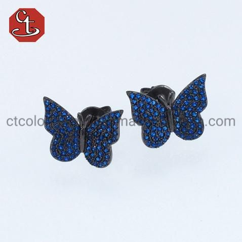 Fashion Jewelry 925 Sterling Silver with blue CZ Butterfly Earring