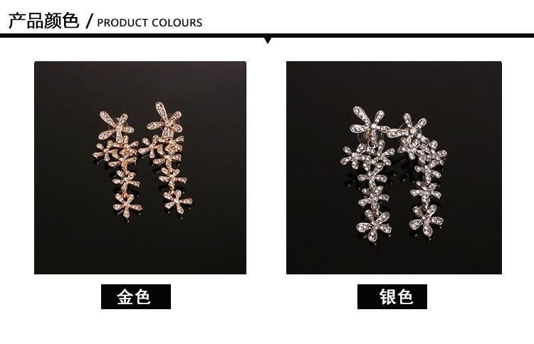 Fashion Jewelry Five-Petal Flower Stud Earrings with Diamonds