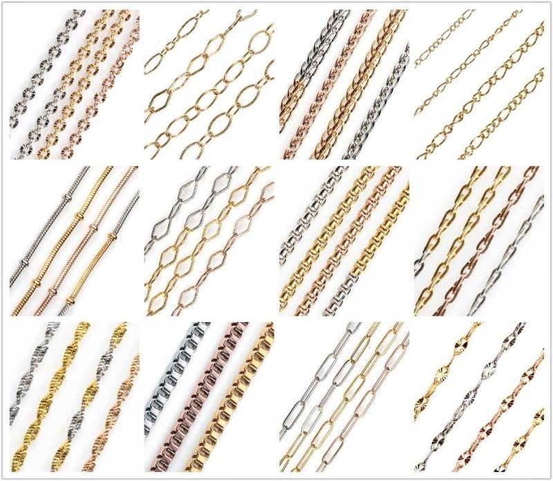 Hot Selling Fashion Jewelry Accessory Gold Plated Flat Herringbone Chain Bracelet Anklet Earrings Necklace for Handcraft DIY Design