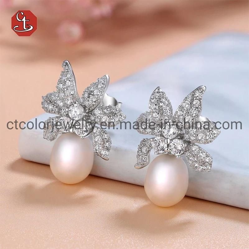 925 Silver Natural Freshwater Pearl Black Plated Ants Shape Emerald Animals Jewelry Earrings