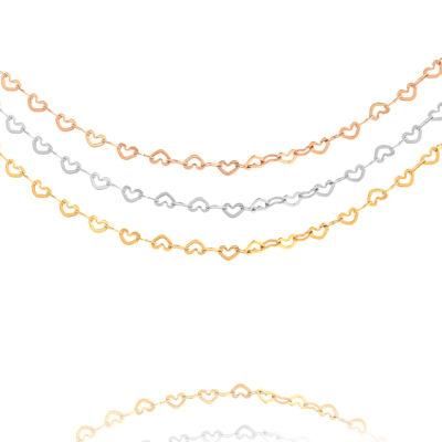 Delicate Gold Plated Gold Silver Rose Gold Heart Shaped Shining Chains for Necklace Bracelet and Anklets