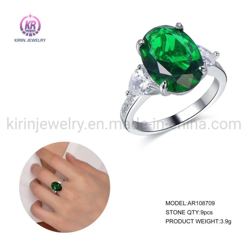 Emerald Promise Ring CZ 925 Sterling Silver Emerald Rings for Women Micro Prong Setting Green Emerald Ring