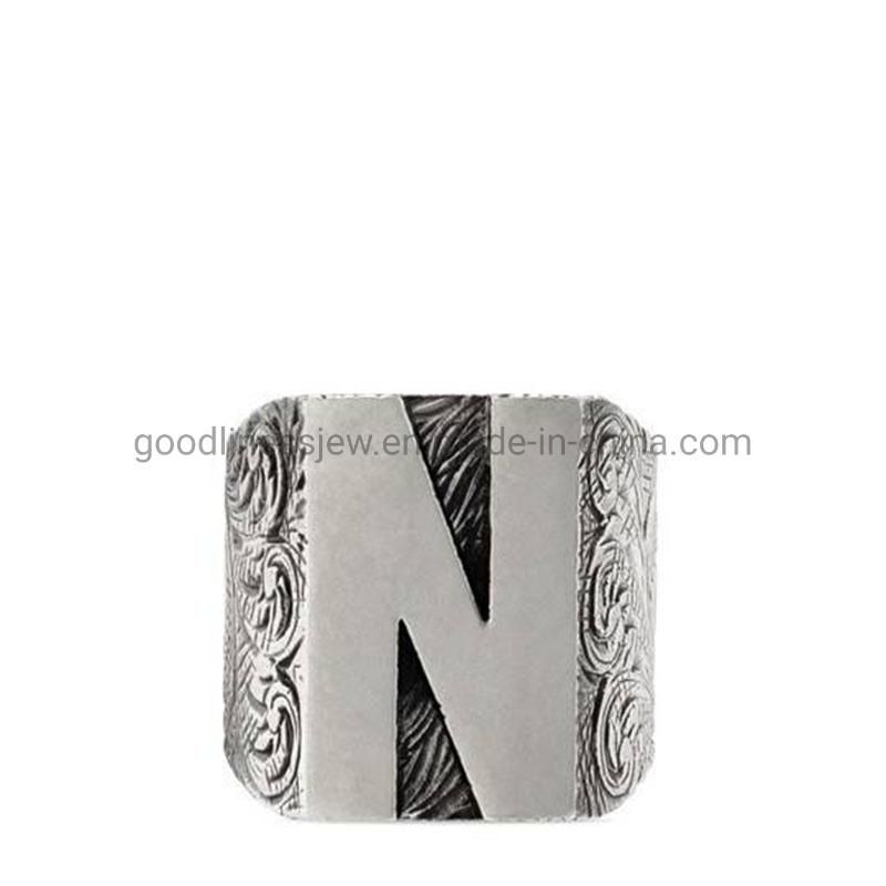 2021new Letter Ring Fine Carving Pattern Personalized Fashion Rings Jewelry