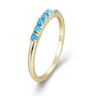 Wholesale Jewelry Supplier Women Finger 925 Sterling Silver Turquoise Band Ring