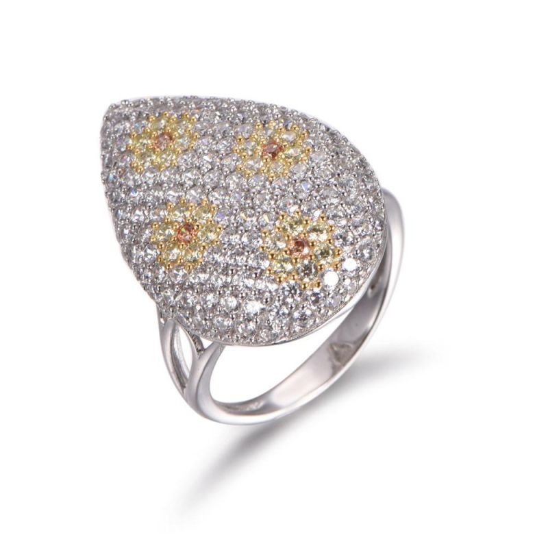 925 Sterling Silver with Fancy CZ Teardrop Ring