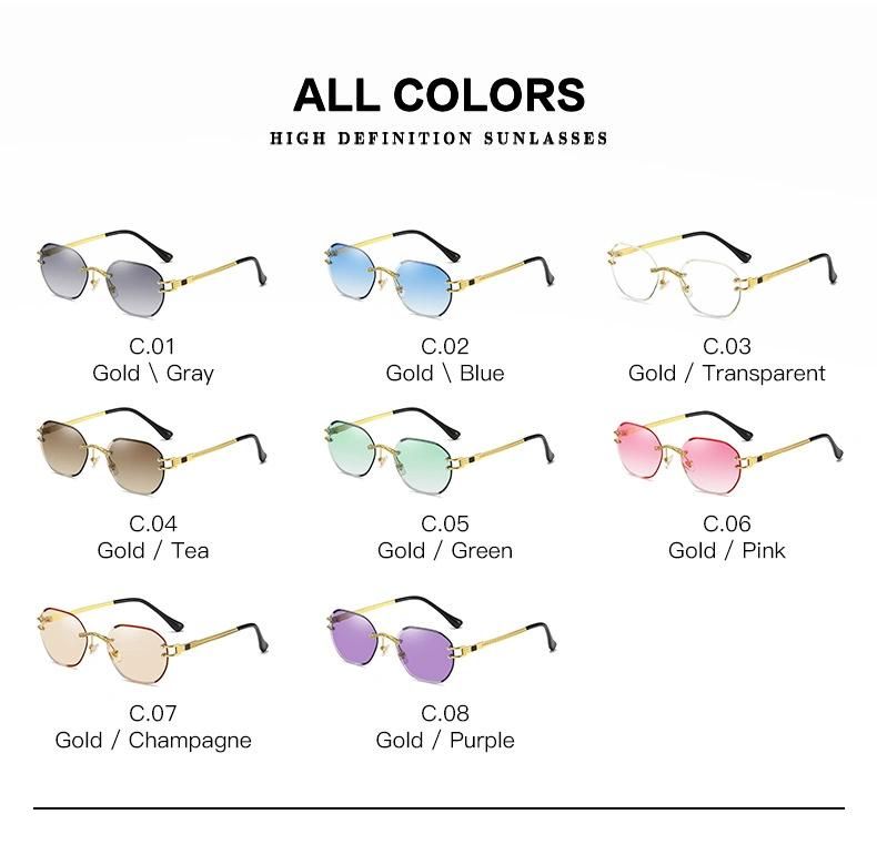 2022 New Arrival High Quality Fashion Trend Sun Glasses Candy Color Lens Frameless UV400 Outdoor Sunglasses