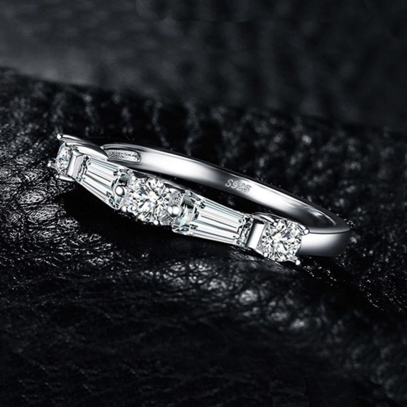 Customized Women Sterling Silver CZ Wedding Ring Engagement CZ Ring Band