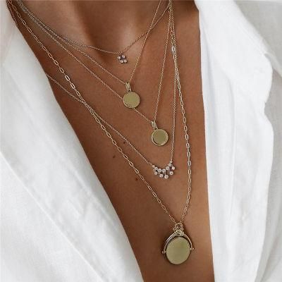 New Trendy Danity Round Crystal Dangling Necklace for Women