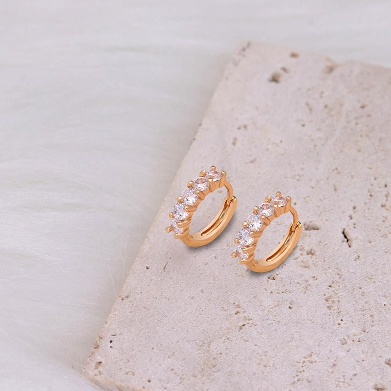18K Gold Small Circle Zirconia Hoop Fashion Earrings