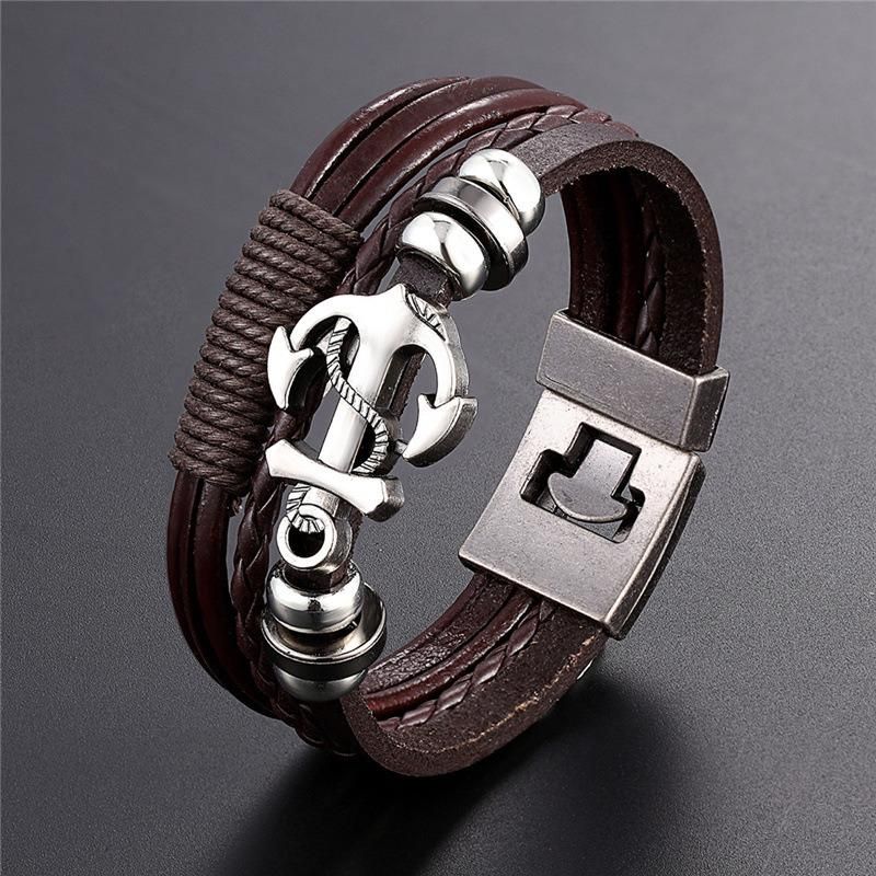 Wholesale Price Fashion Jewelry Vintage Handmade Woven Leather Bracelet For Men