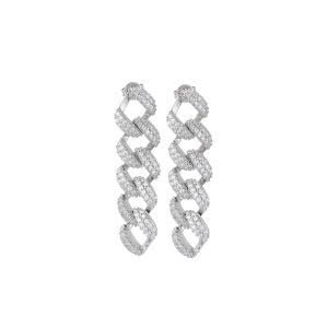 Wholesale Handmade Zircon Stone Stud Dangling Stainless Steel Fashion Turkish Chain Earrings Jewelry