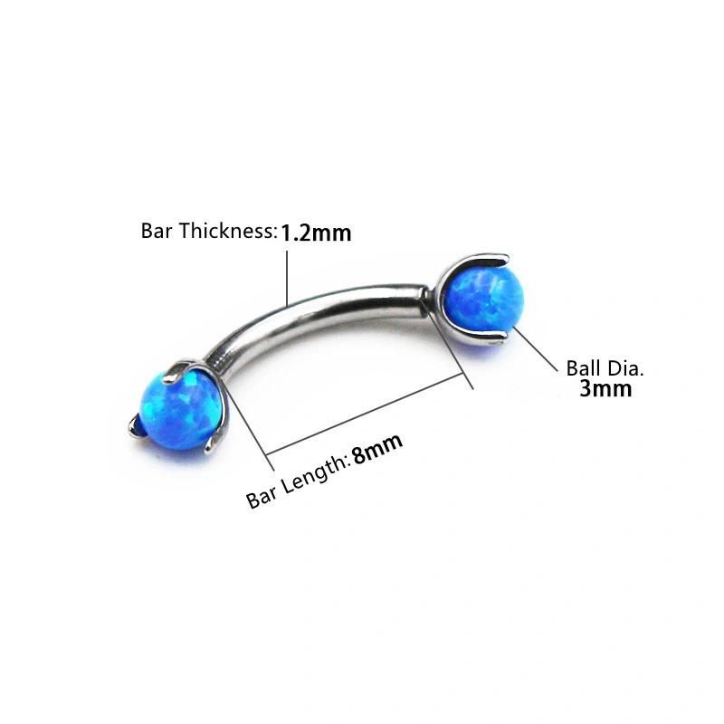 ASTM F136 Titanium Opal Eyebrow Banana Ring Body Piercing (Custom Sizes & Colors Available)