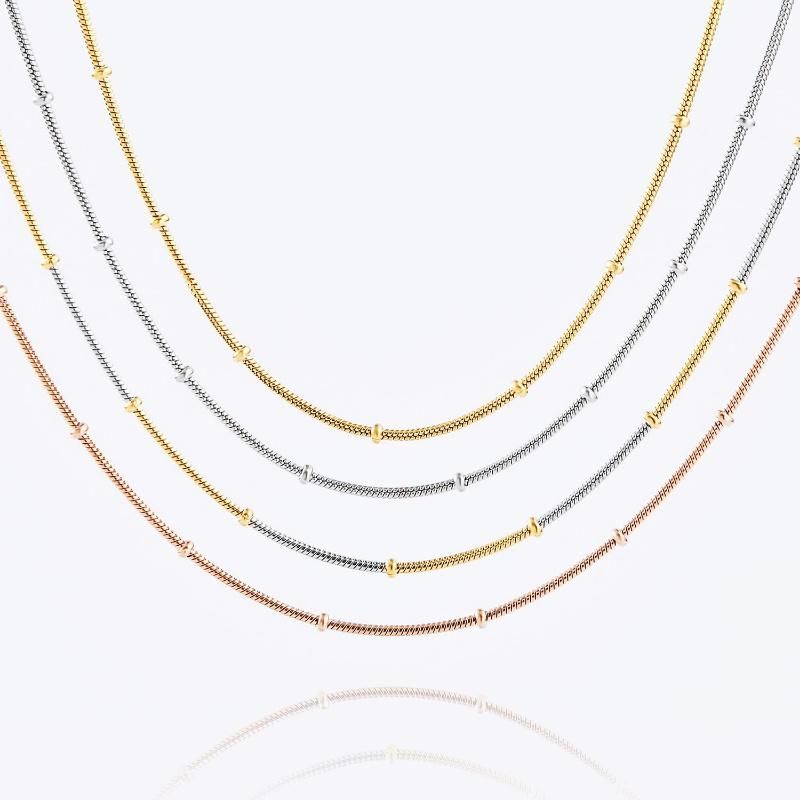 The Eternal Classic 18K Gold Plated Jewelry Necklace Snake Chain with Beads for Bracelet Necklace Anklet Design
