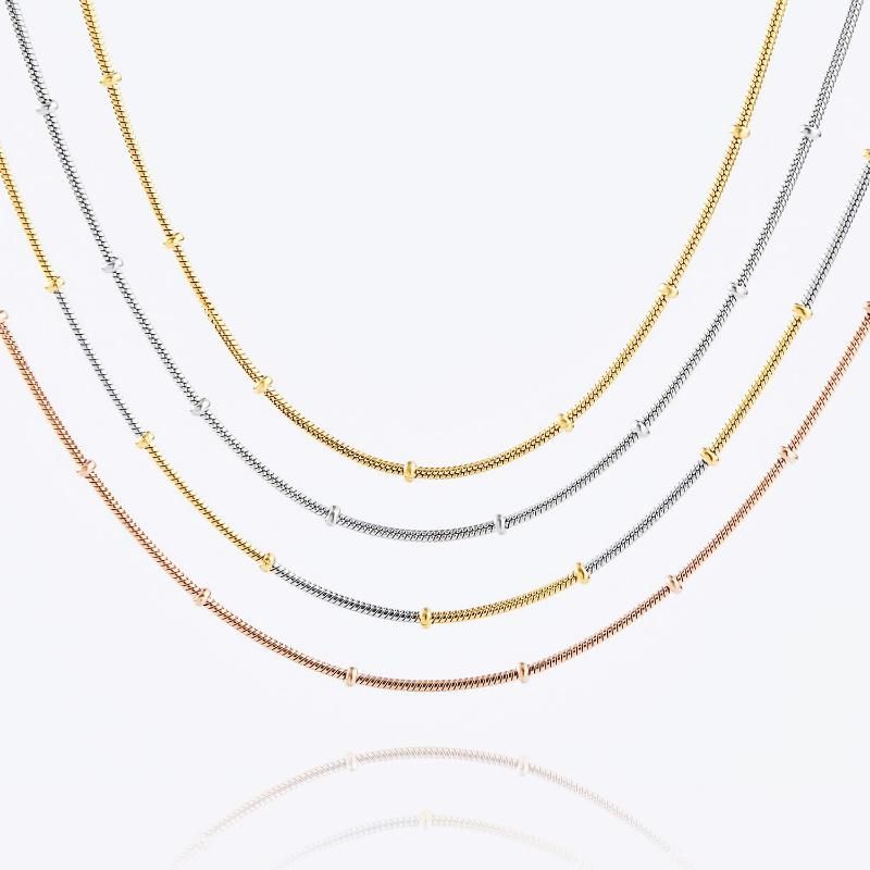 The Eternal Classic 18K Gold Plated Jewelry Necklace Snake Chain with Beads for Bracelet Necklace Anklet Design