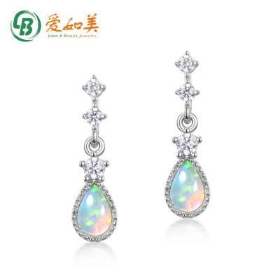 Trendy Women Waterdrop Shape Color Synthetic Opal Drop Earrings Jewelry Wedding Pierced Dangle Earrings