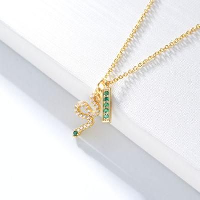 Unique Gold Vermeil Link Chain Jewellery Pendants Vertical Animal Snake Necklace