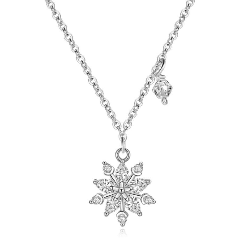 925 Sterling Silver French Simple Zircon Snowflake Clavicle Chain Necklace Women Fashion Charm Fashion Jewelry