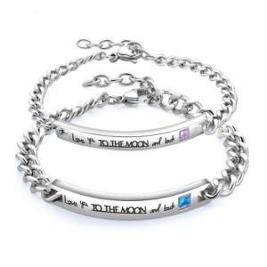 Gifts for Valentine&prime;s Stainless Steel Diamond Love Bracelets for Teenagers