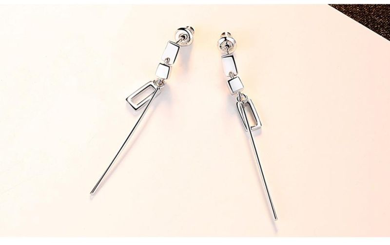 Fashion Jewelry Silver Cupchain Round Earring with Square Chain