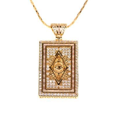 2021 Brass Gold Plated Square Engraved AAA Zircon Pendant Necklaces for Women