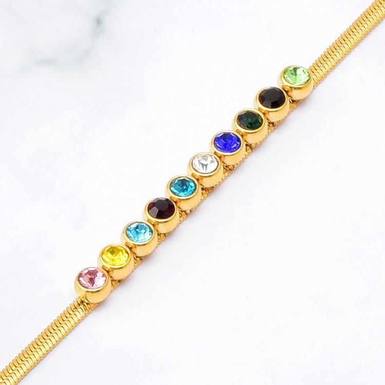 Manufacturer Customized Fashion Colorful Zircon Anklet Stainless Steel Gold Plated Anklet