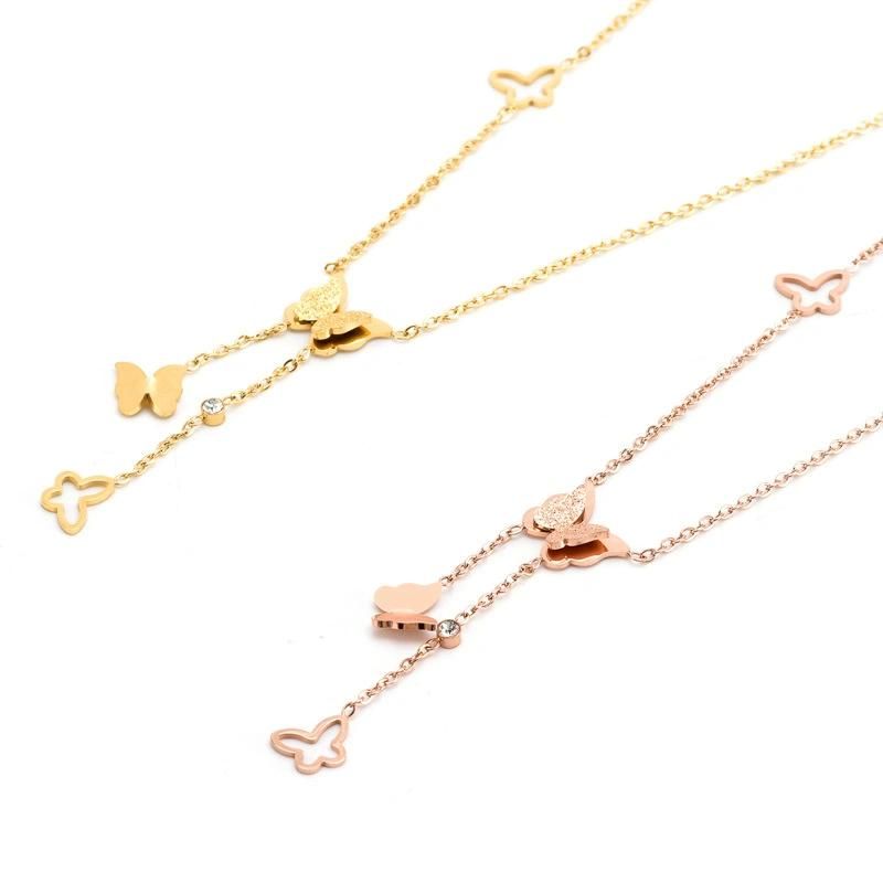 Manufacturer Custom Non Tarnish Fashion Jewelry High Quality Waterproof New Arrivals 18K Stainless Steel Butterfly Necklace jewellery