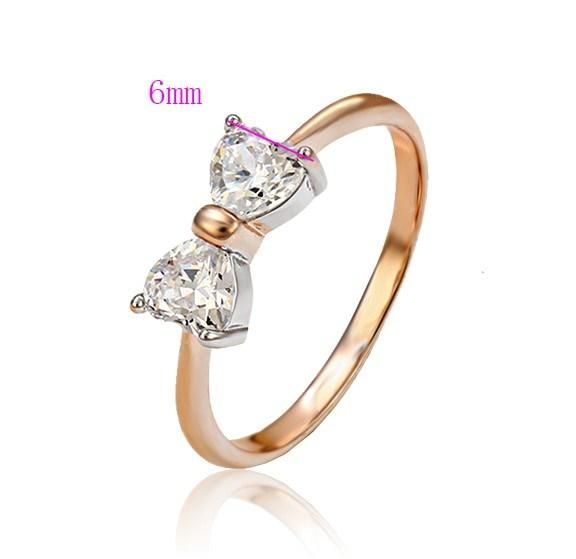 Wholesale High Quality Jewelry Bow Knot Lady Fashion Jewelry Gold Ring Designs CZ Charm Ring