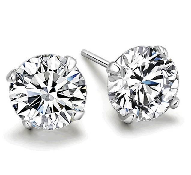 Zircon Drill 925 Sterling Silver Stud Earrings Women Fashion Jewelry