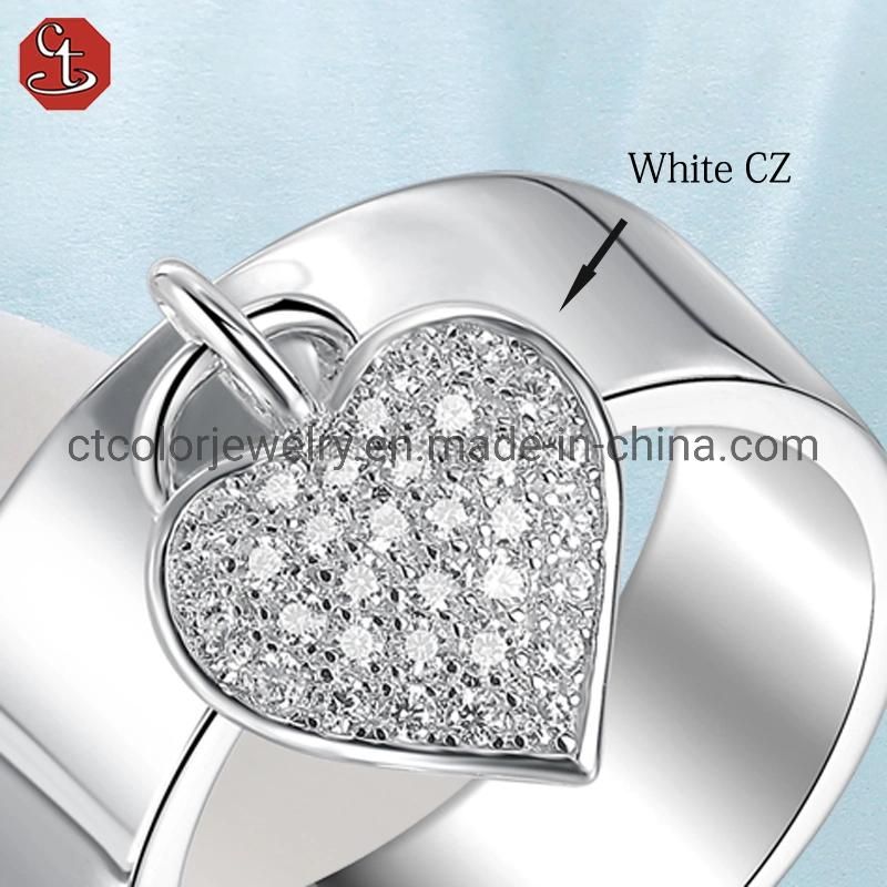 High Quality 925 Sterling Silver ring White cz Heart Accessories Fashion ring