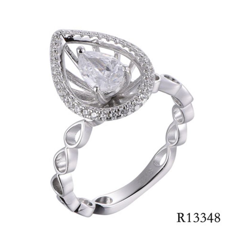 Wholesale Teardrop CZ 925 Sterling Silver Hollow Ring