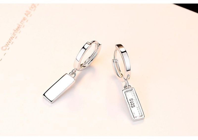 Ring Non-Pierced Silver Tag Shape Ear Clip