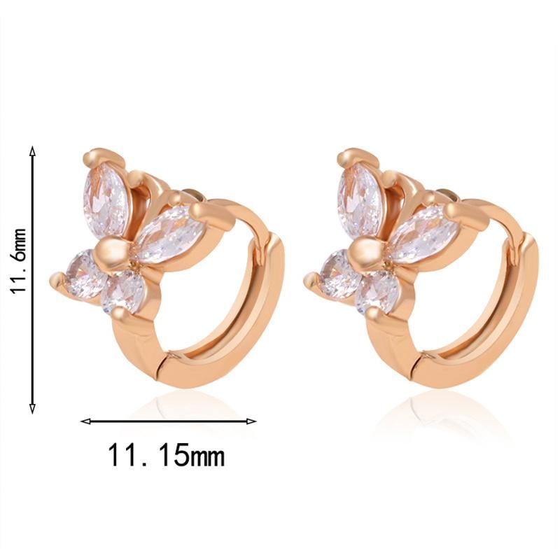 18K Gold Plated 3A CZ Hoop Diamond Butterfly Huggie Earring