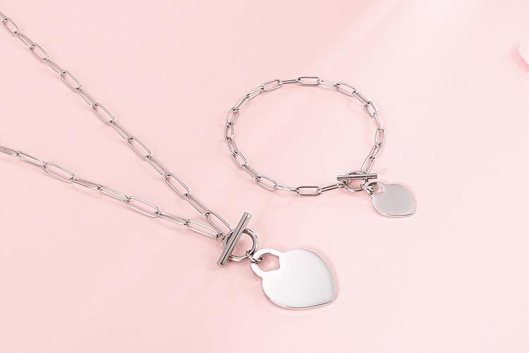 Manufacturer Custom High Quality Stainless Steel jewellery Set Heart Jewelry Set Women Bracelet Necklace Fashion Jewelry Set