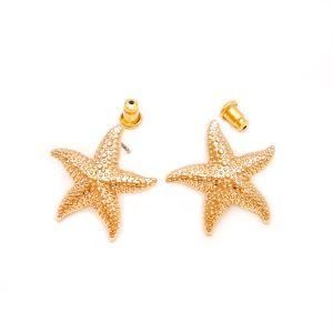 Fashion Women Jewelry Sea Starfish Gold Stud Earrings