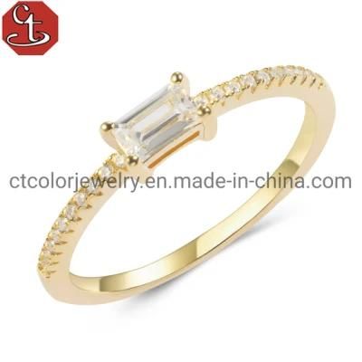 18K Gold plated Cubic Zirconia Gemstone CZ Stone Jewelry Silver Ring