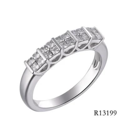 Wholesale Simple Blocks Silver with CZ Ring for Women