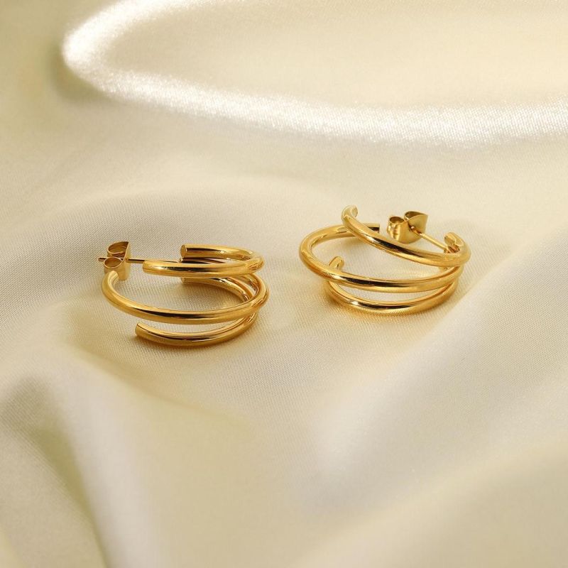 Latest Design 3 Circles Fashion Stainless Steel Earrings