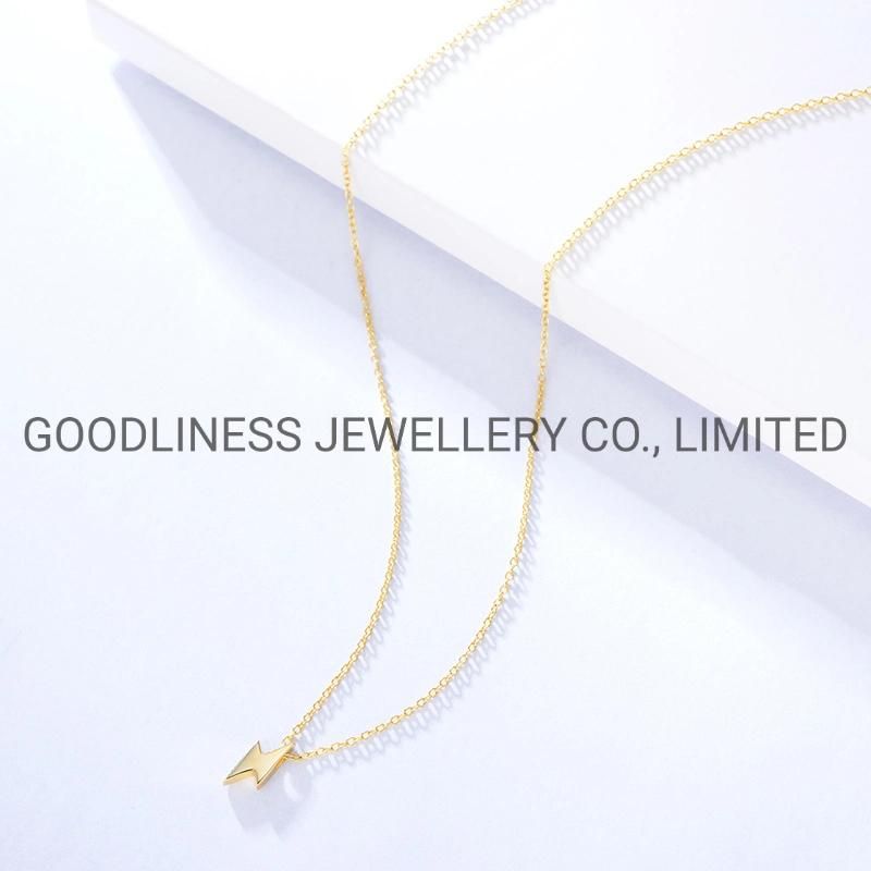925 Sterling Silver Fine Jewelry Women Lightning Pendant Necklace