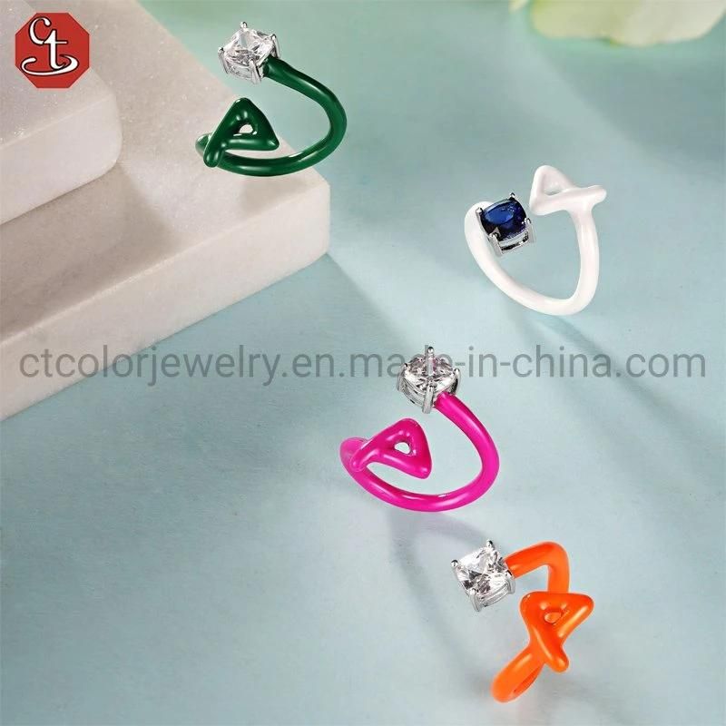 New design Enamel CZ colorful Earrings shaped with triangle Earring