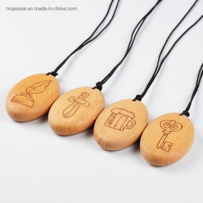 Handmade Round Corner Wooden Pendant with Special Pattern Handicraft Wooden Necklace