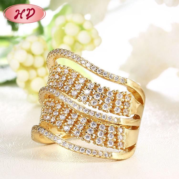 Top Sale Custom Women Luxury Fully-Jewelled CZ Fashion Ring White Gold Plated Diamond Wedding Ring