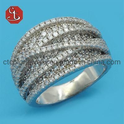 Big Creative Luxury Finger Rings Personality Exaggerated CZ Micro Pave Silver Jewelry