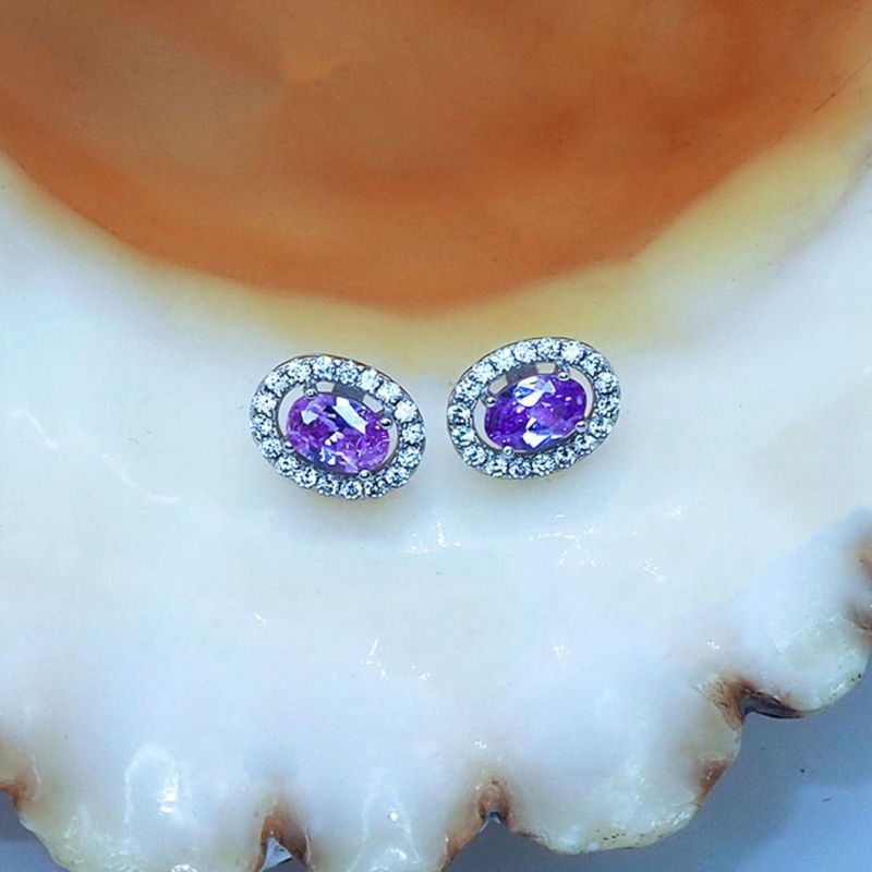 925 Sterling Sliver Topaz/Amethyst Earring Stud Fashion Jewellery/Accessories for Women