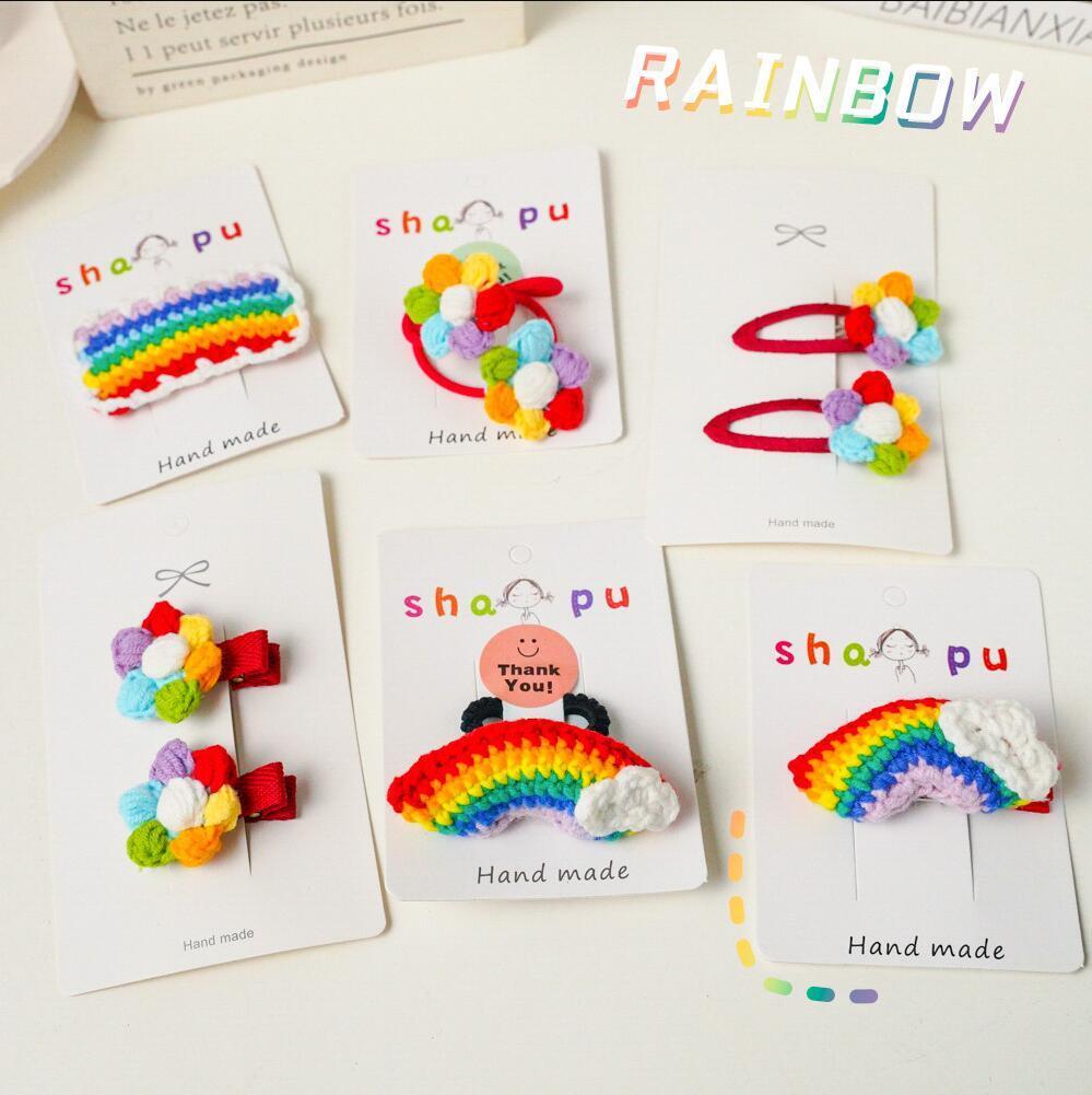 Crochet Rinbow Hair Clips Flowers Customized Ym217