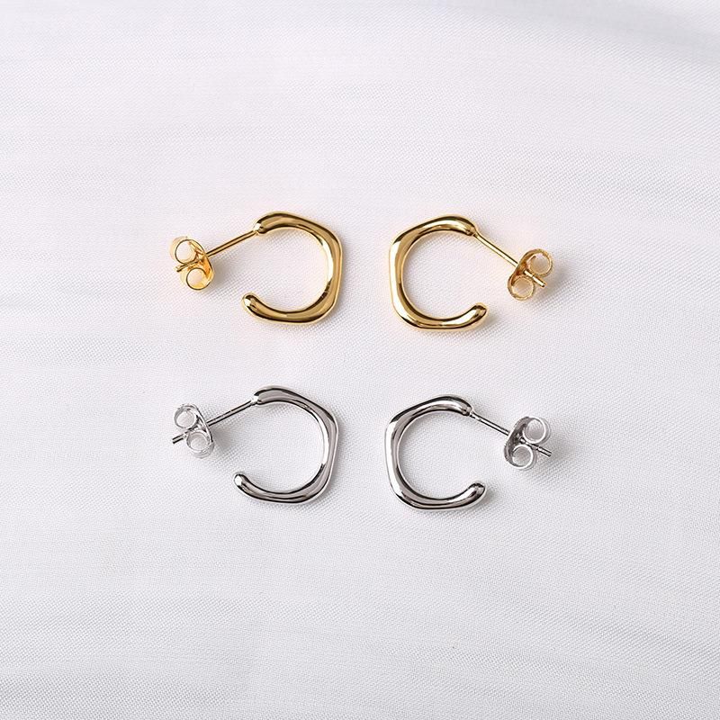 Fashion Simple C-Shaped Star and Moon Twist Earrings Jewelry