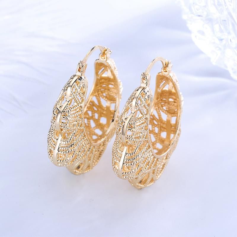 Women Jewelry Earrings Hoop Gold Plated Copper Jewelry Big Earring